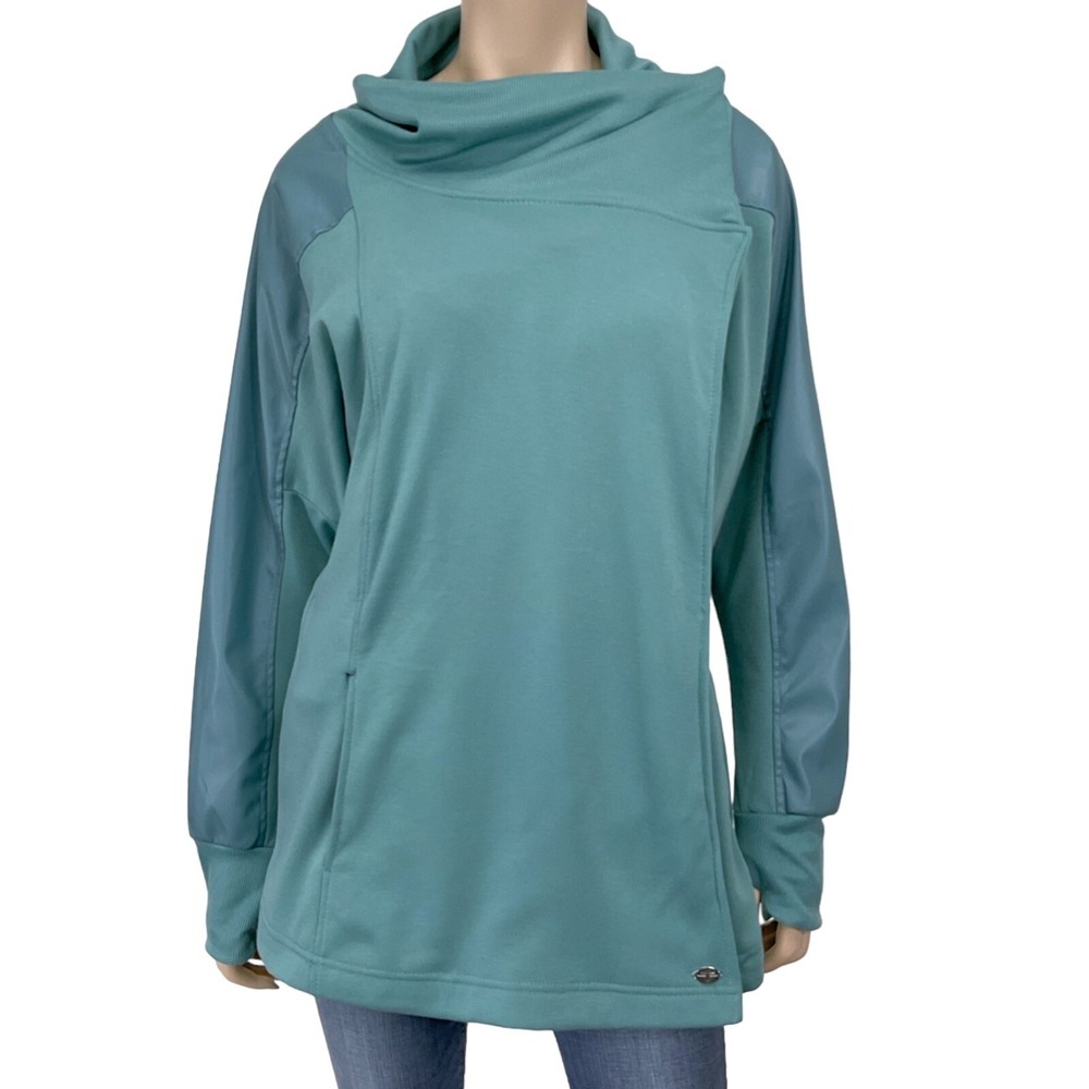 TAHARI Sport Jacket Women 1X Green Long Sleeve Knit Mixed Media Wrap Snap NWT